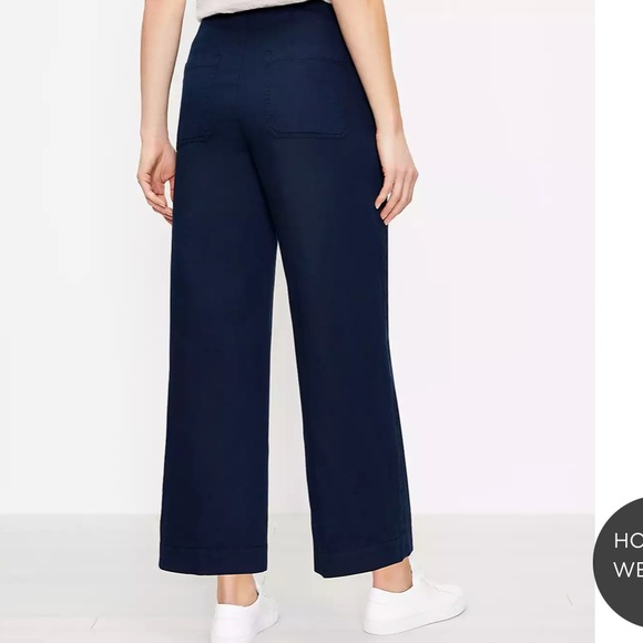 Seamed Twill Wide Leg Crop Pants - Picture 3 of 3